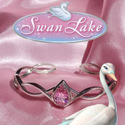Barbie of Swan Lake Princess Odette Pink Crystal Crown Bracelet