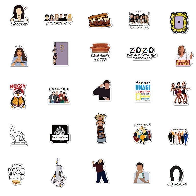 10, 30 or 50pcs Friends Stickers