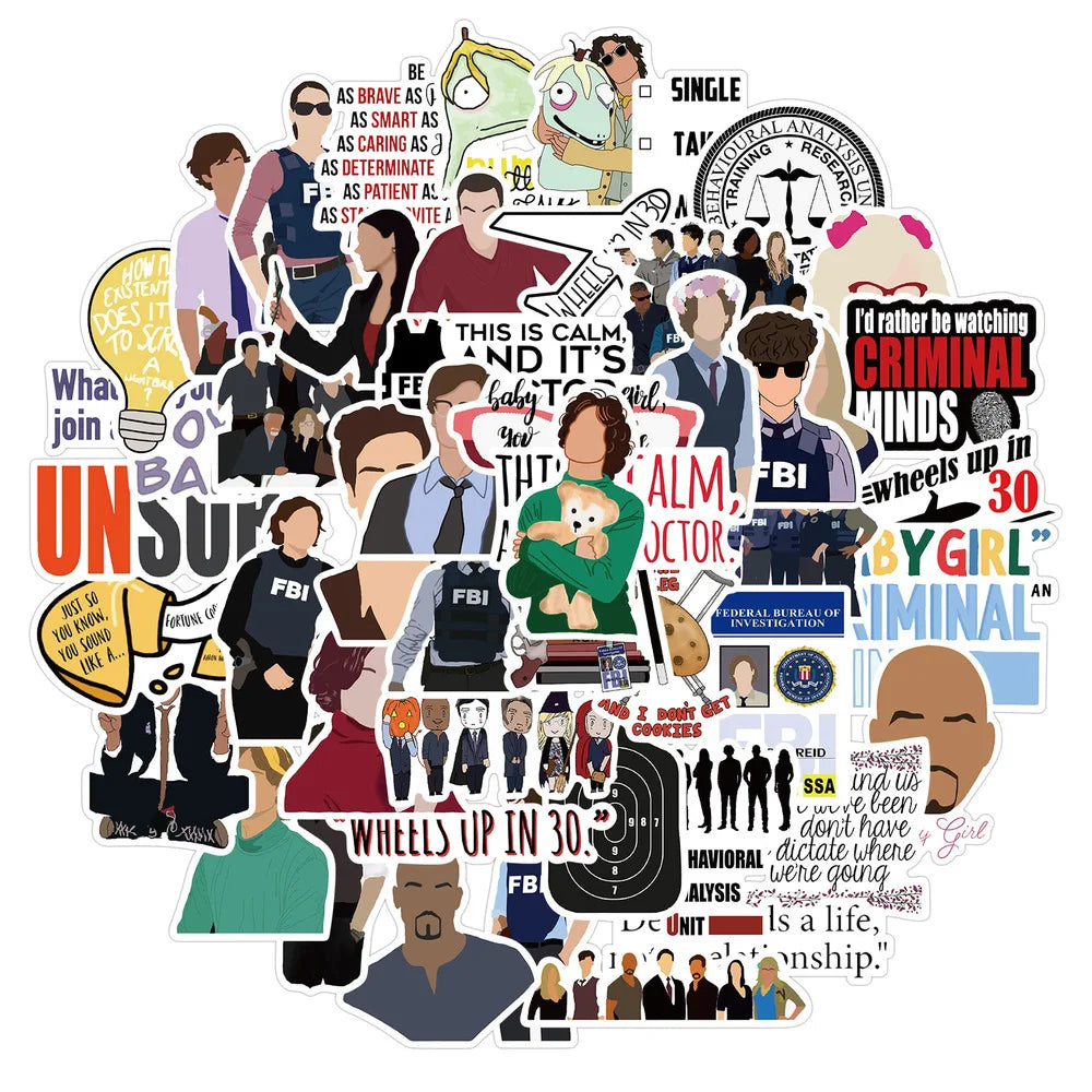 10 or 50pcs Criminal Minds Stickers
