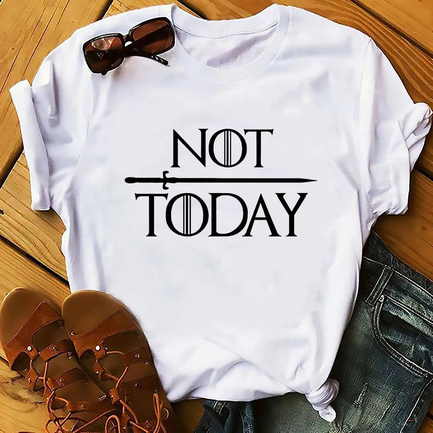 Game of Thrones Arya Stark Not Today White Short Sleeve Tops