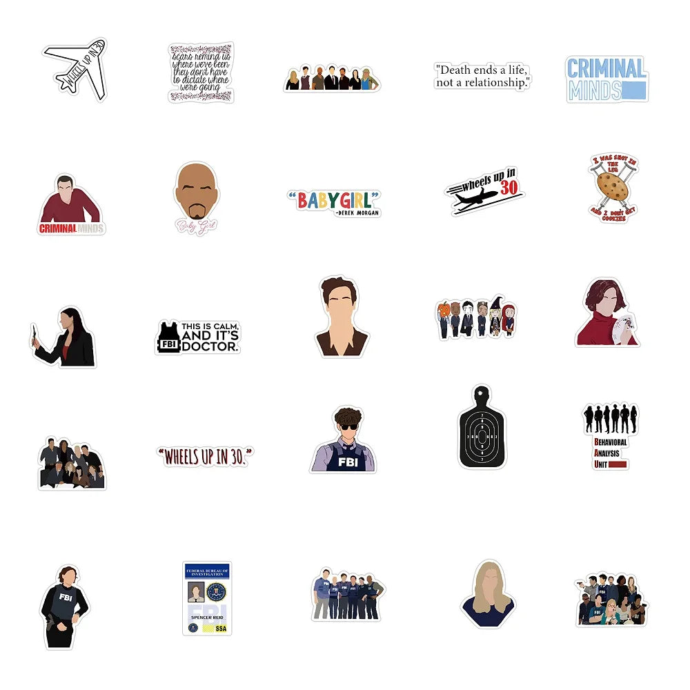 10 or 50pcs Criminal Minds Stickers