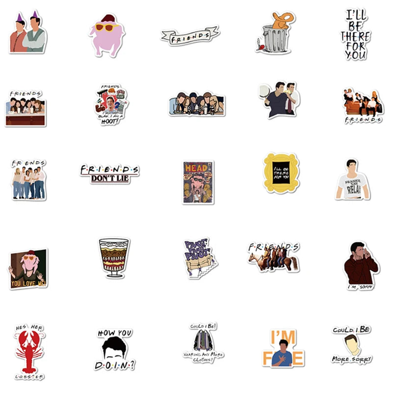 10, 30 or 50pcs Friends Stickers