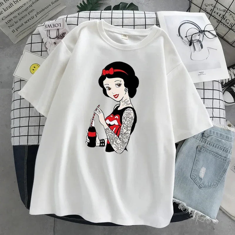 Disney Princess Ariel, Alice and Snow White Tattooed Short Sleeve Tops