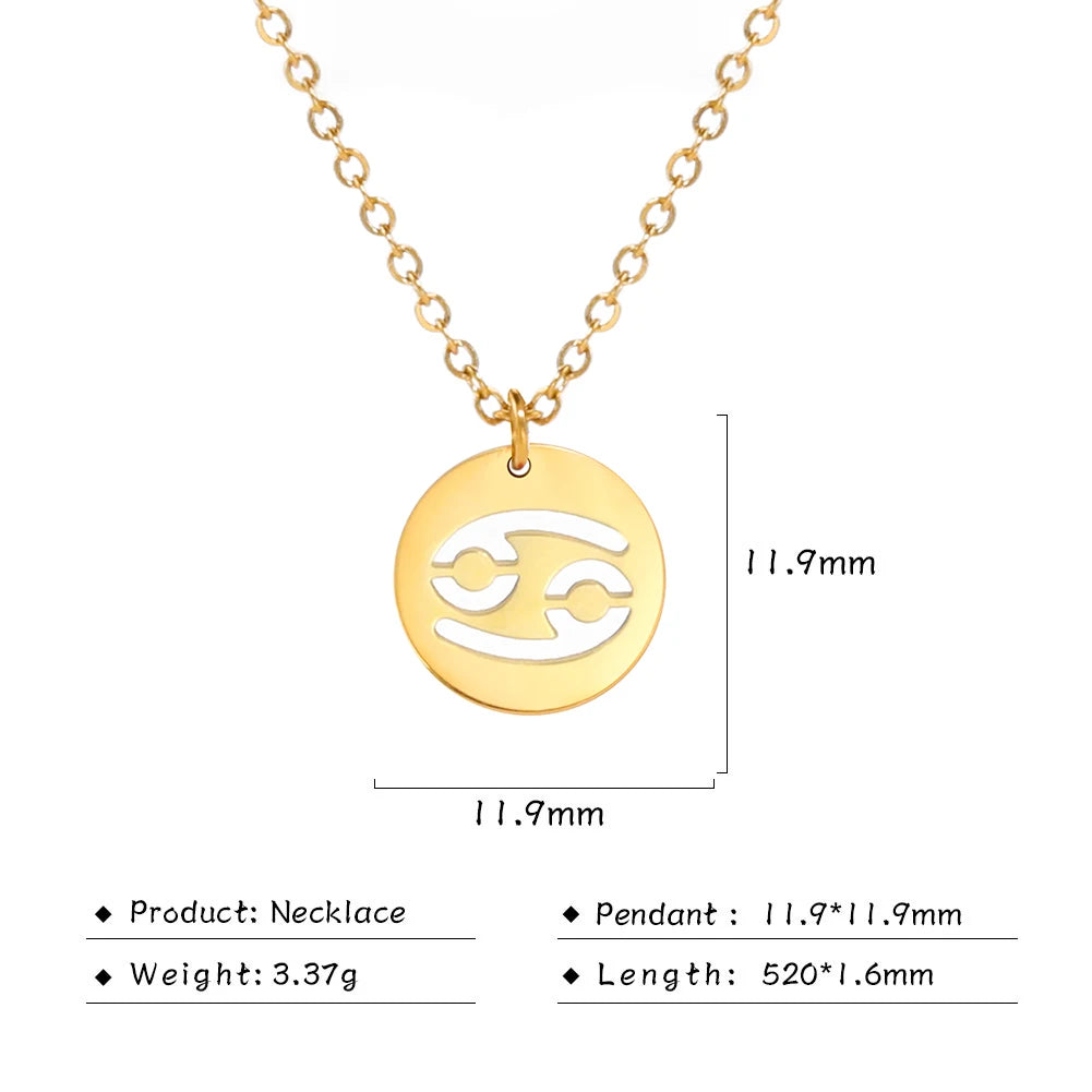 Zodiac Academy Round Zodiac Sign Necklaces