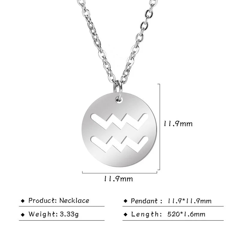 Zodiac Academy Round Zodiac Sign Necklaces