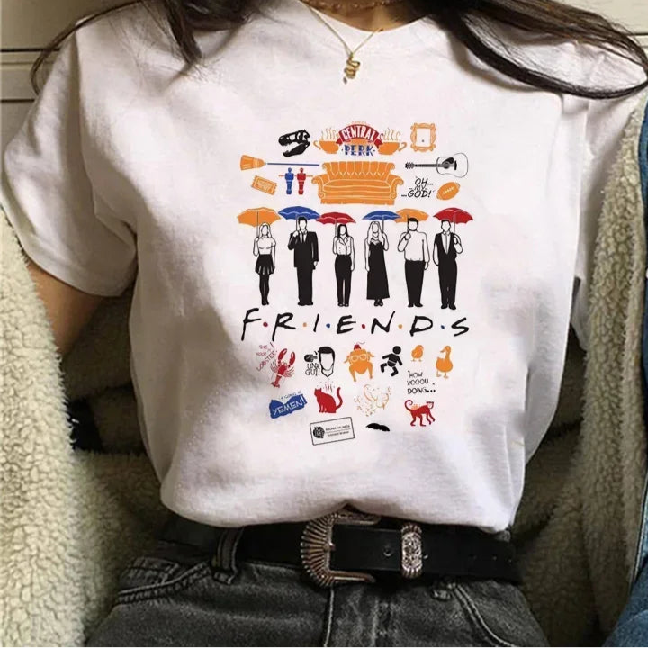 Friends White Short Sleeve Tops