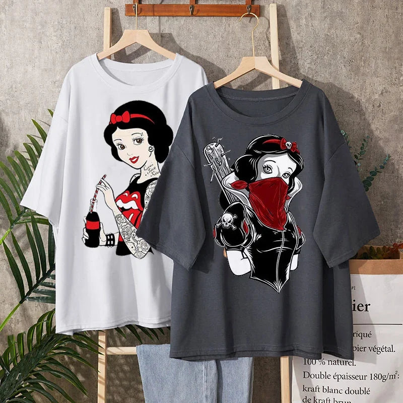 Disney Princess Ariel, Alice and Snow White Tattooed Short Sleeve Tops