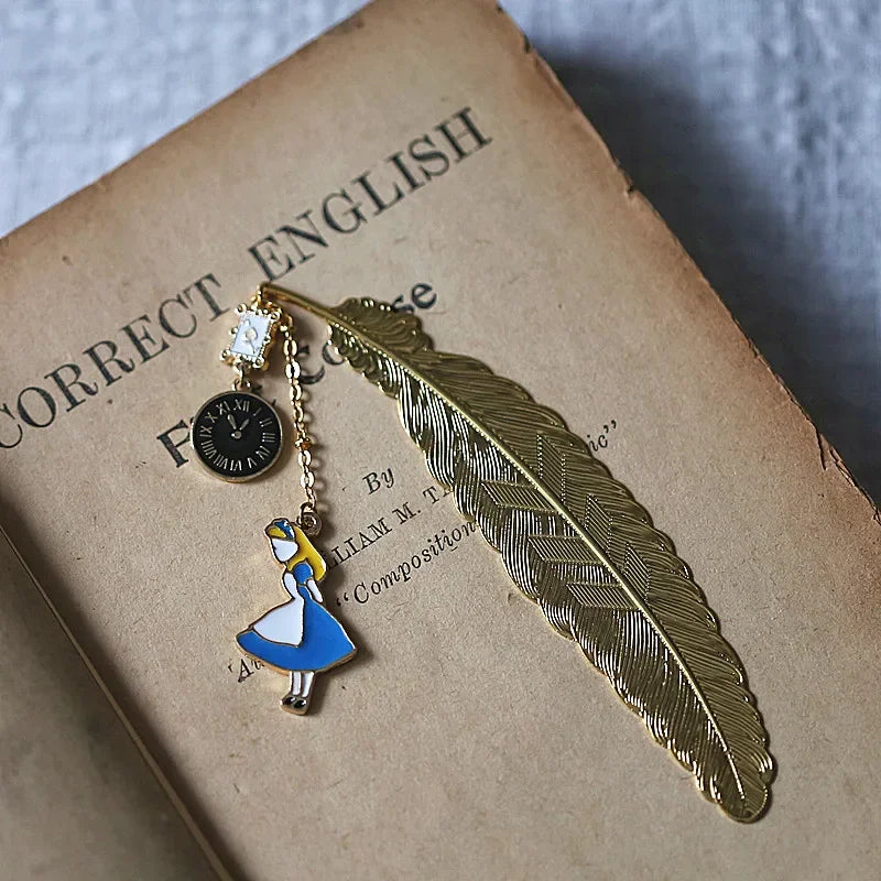 Disney Alice In Wonderland Gold Feather Bookmarks