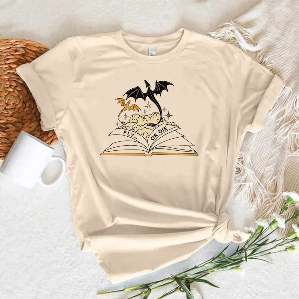 Fourth Wing Beige Short Sleeve Tops