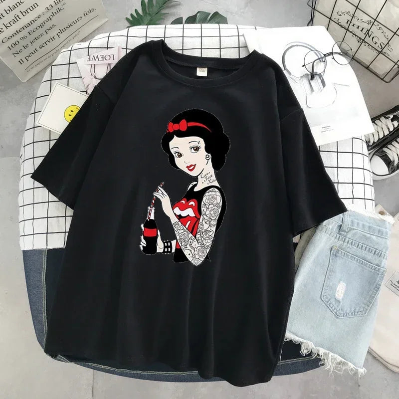 Disney Princess Ariel, Alice and Snow White Tattooed Short Sleeve Tops