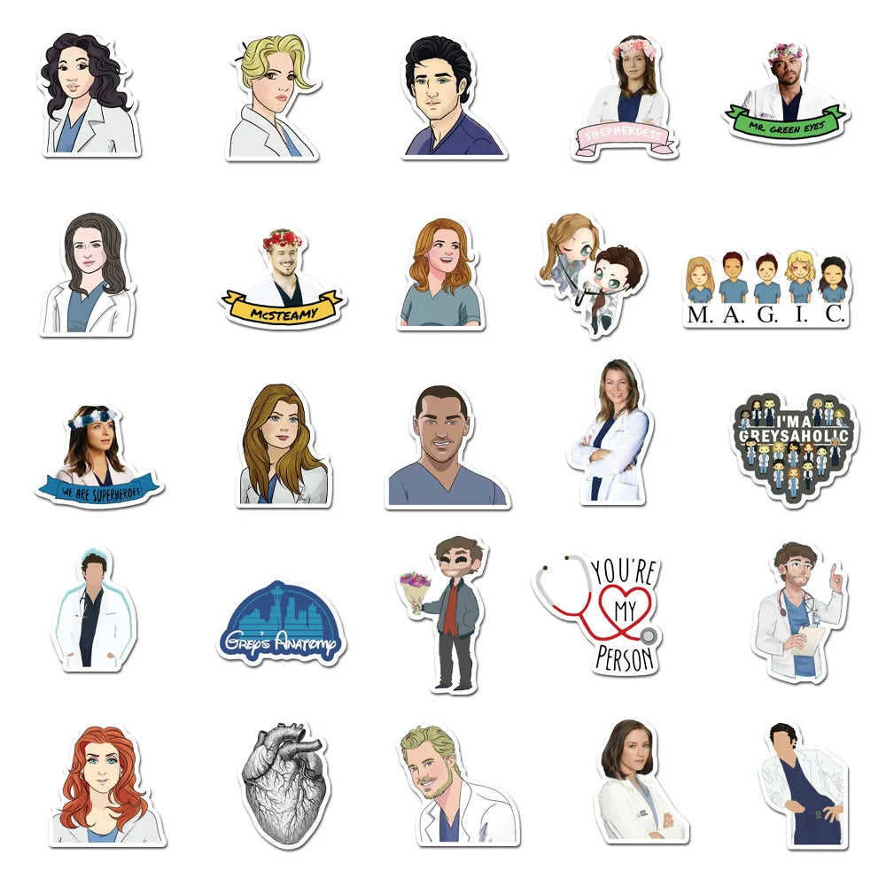 10 or 50pcs Grey's Anatomy Stickers