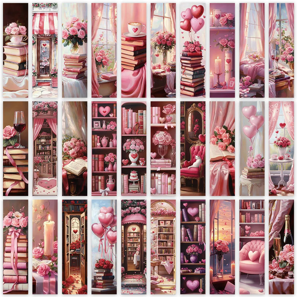30pcs Vintage Pink Romance Bookmarks