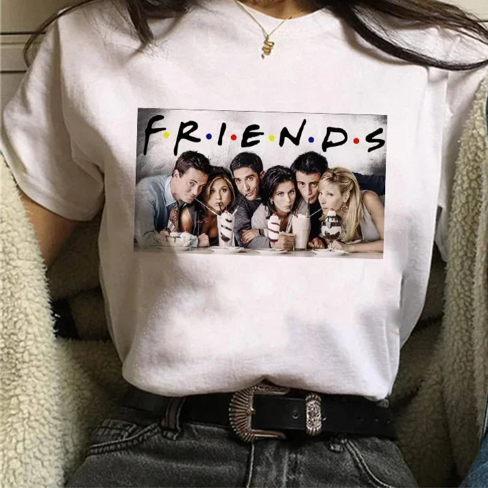 Friends White Short Sleeve Tops