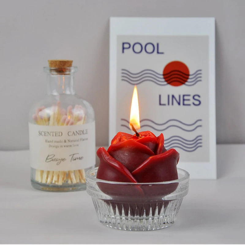 Vela perfumada con rosa roja de La Bella y la Bestia, princesa Disney