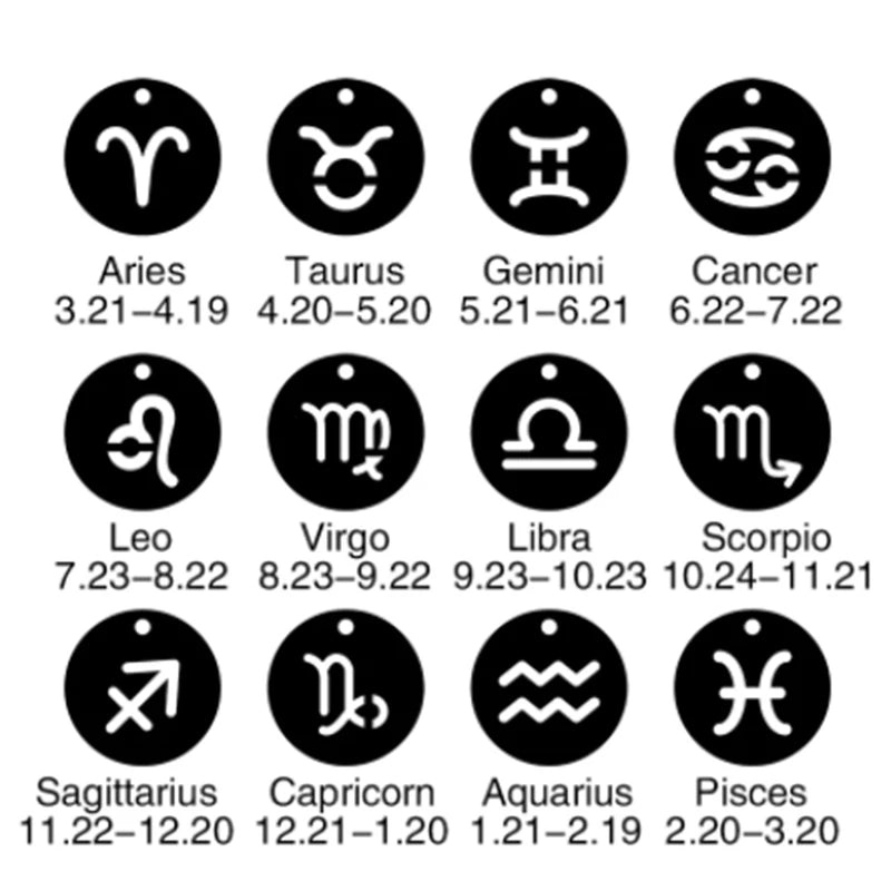 Zodiac Academy Round Zodiac Sign Necklaces