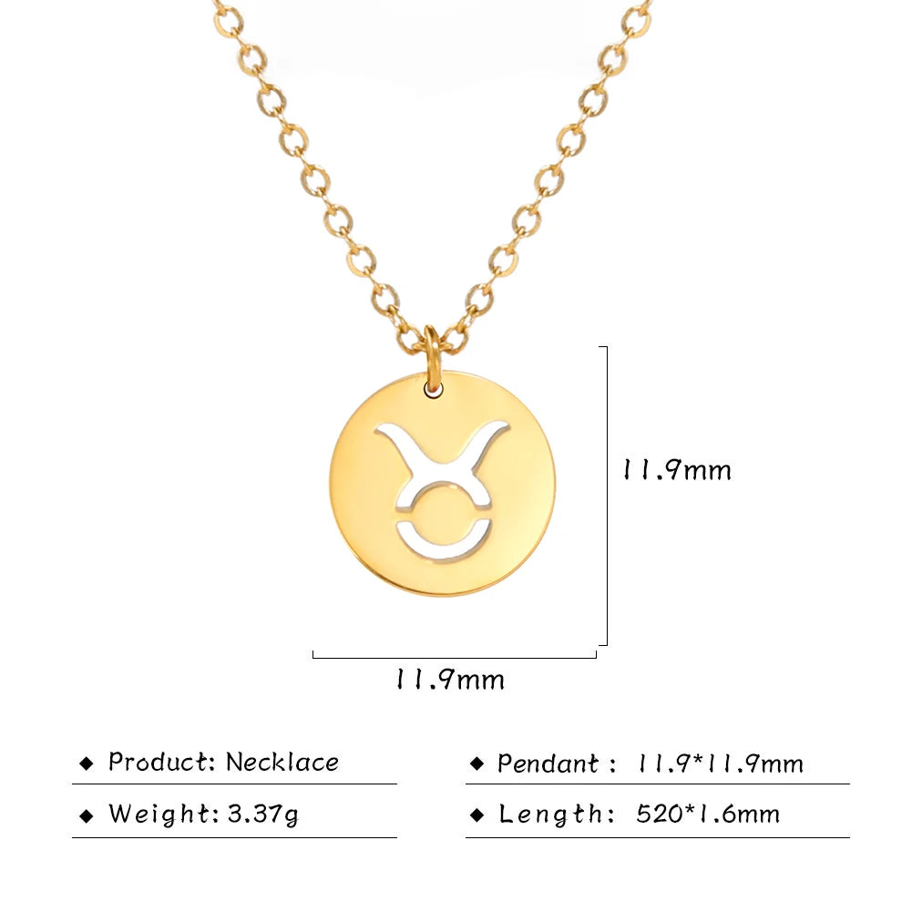 Zodiac Academy Round Zodiac Sign Necklaces