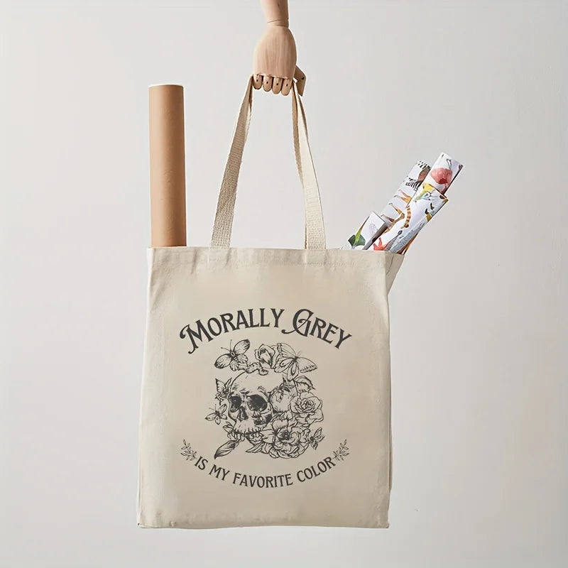 Bolso de mano con estampado floral de calaveras de estilo gótico de Morally Grey