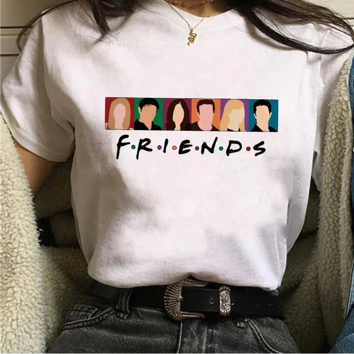 Friends White Short Sleeve Tops