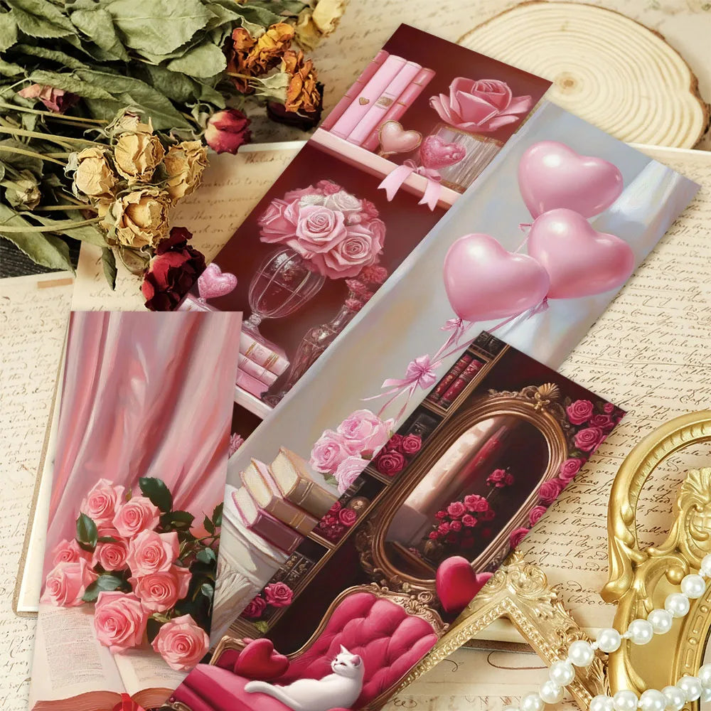 30pcs Vintage Pink Romance Bookmarks