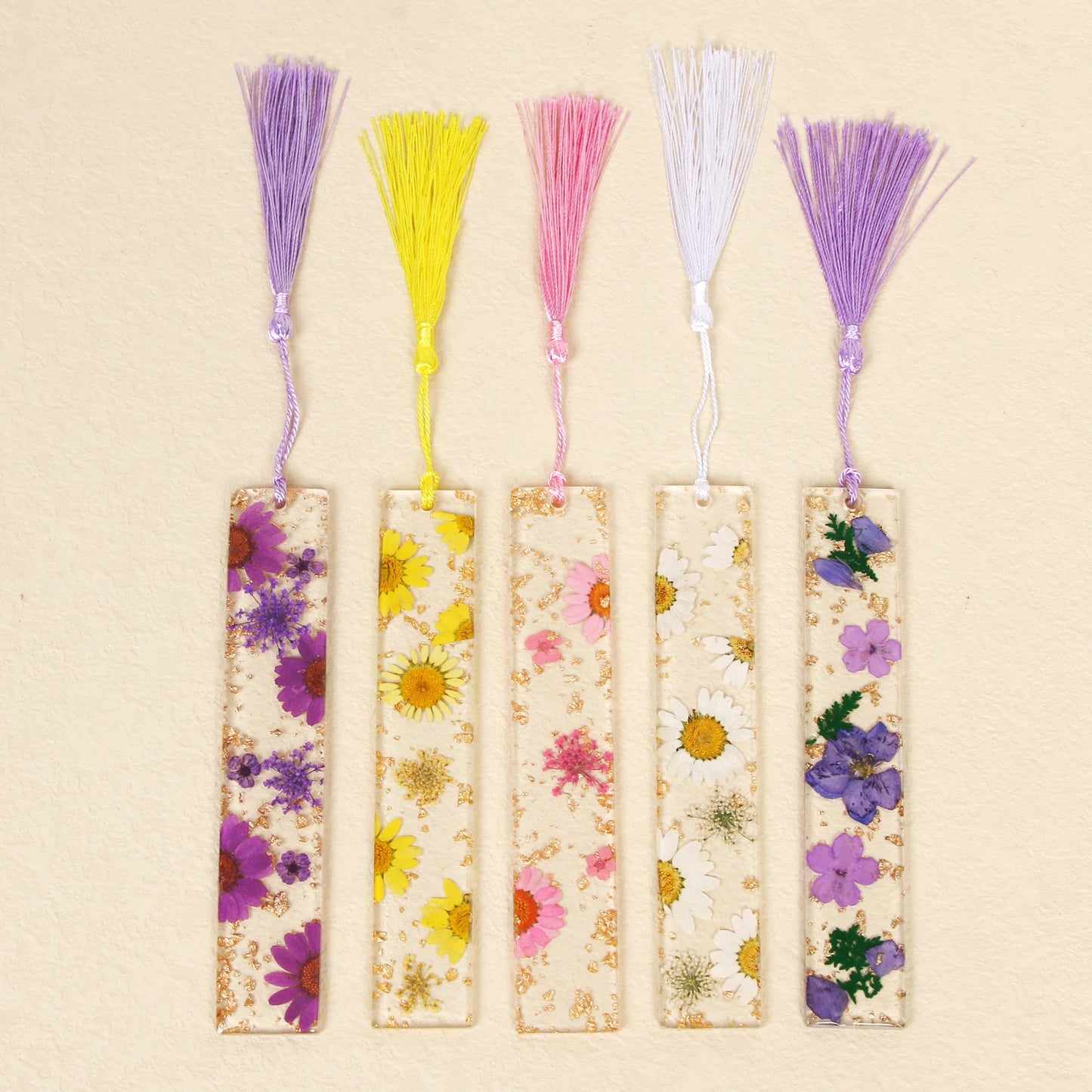 Pressed Flower Resin Tassel Bookmarks