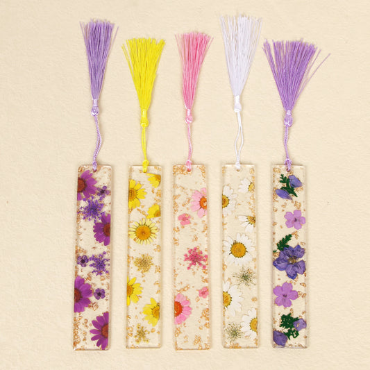 Pressed Flower Resin Tassel Bookmarks