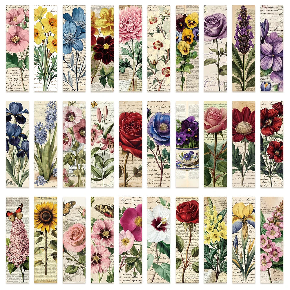 30pcs Vintage Floral Bookmarks