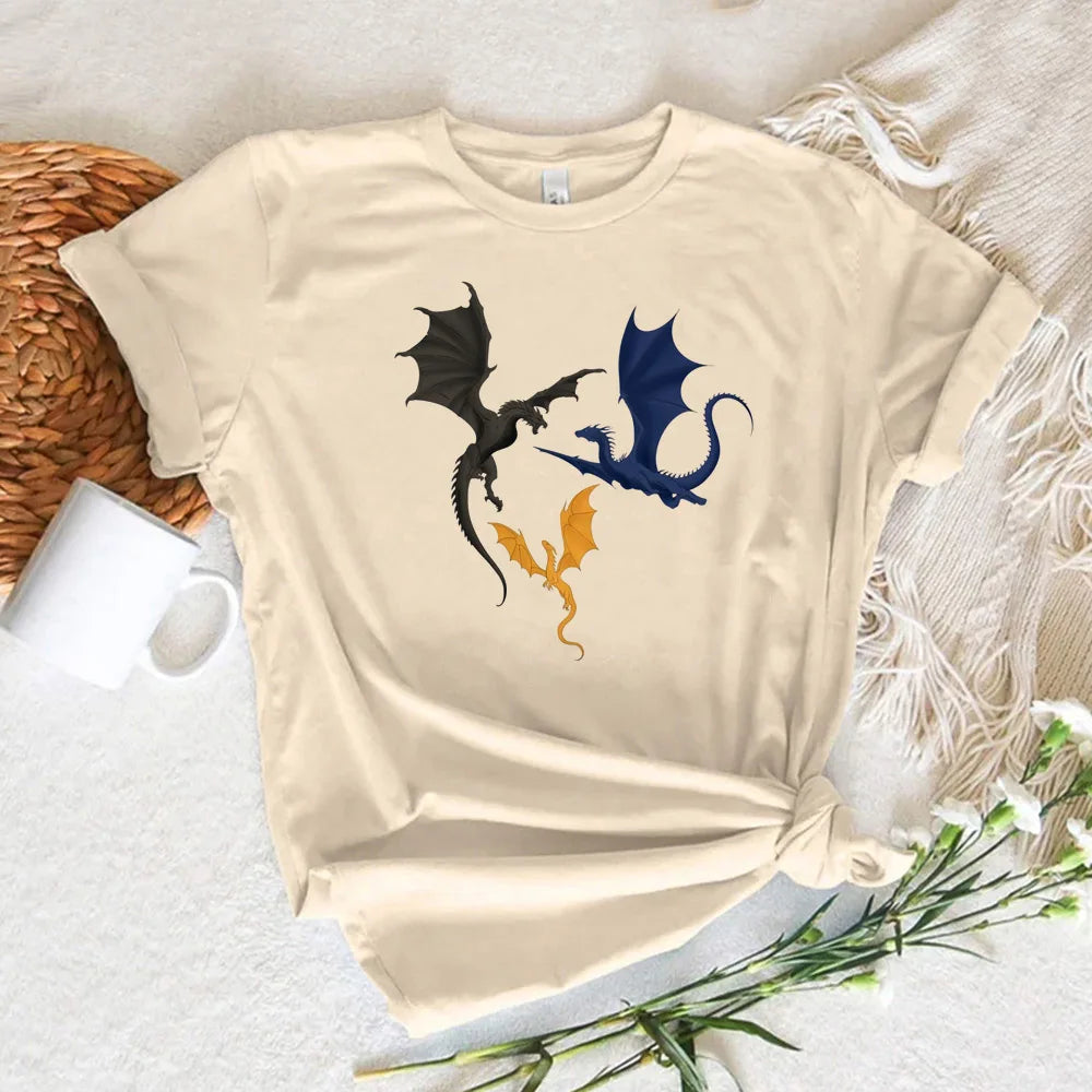 Fourth Wing Beige Short Sleeve Tops