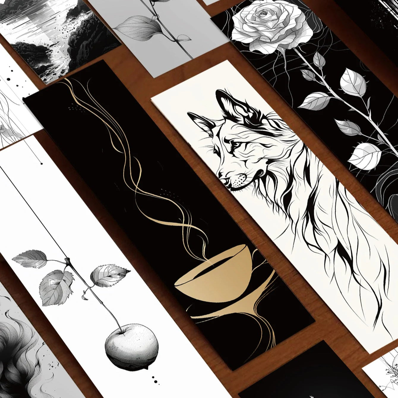 30pcs Minimalist Line Black and White Bookmarks