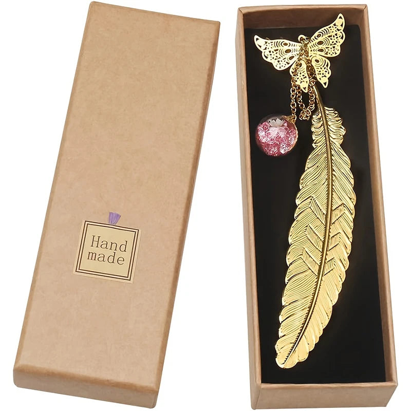 Butterfly Feather Metal Bookmark