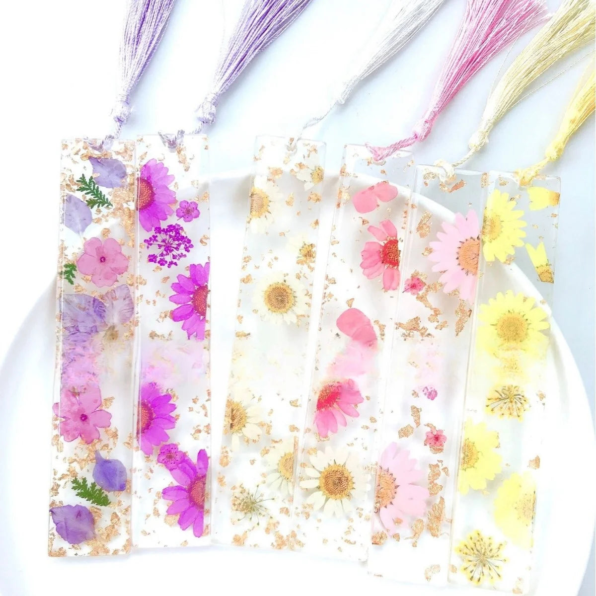 Pressed Flower Resin Tassel Bookmarks