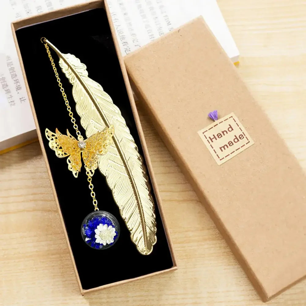 Butterfly Feather Metal Bookmark