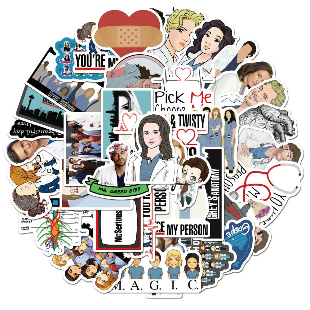10 or 50pcs Grey's Anatomy Stickers