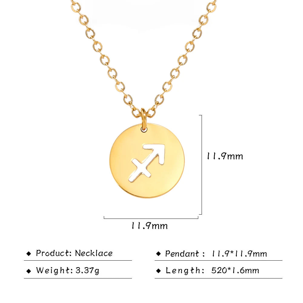 Zodiac Academy Round Zodiac Sign Necklaces