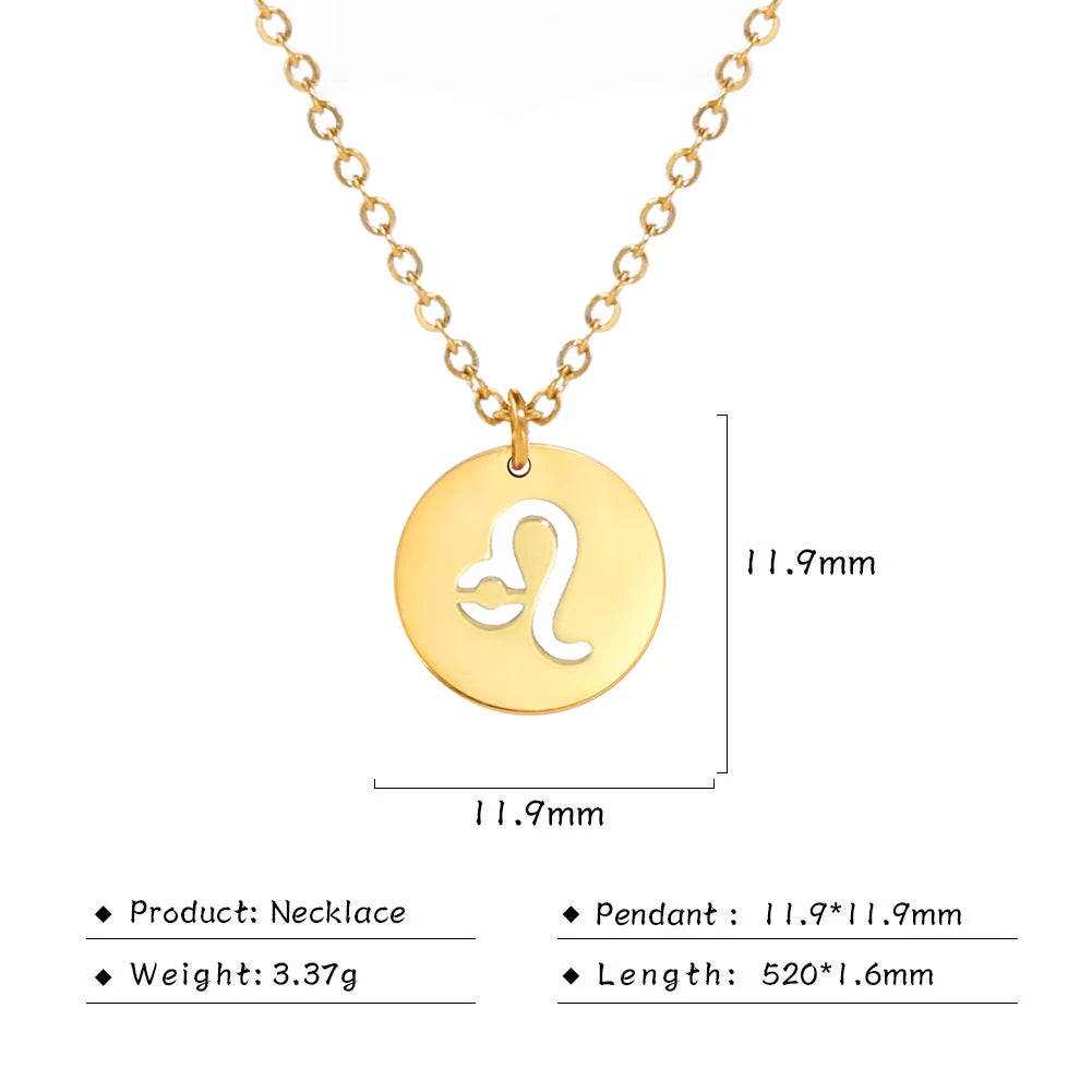 Zodiac Academy Round Zodiac Sign Necklaces
