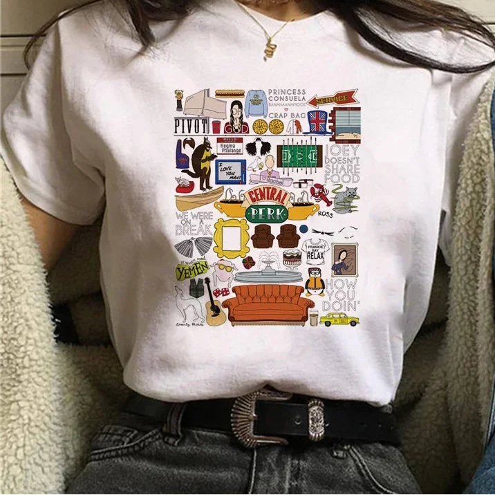 Friends White Short Sleeve Tops