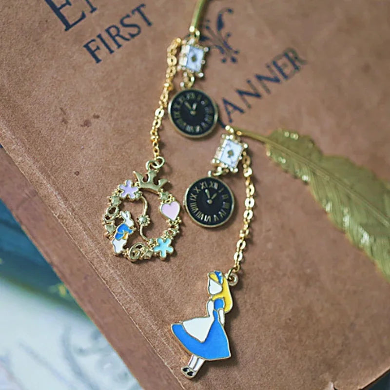 Disney Alice In Wonderland Gold Feather Bookmarks