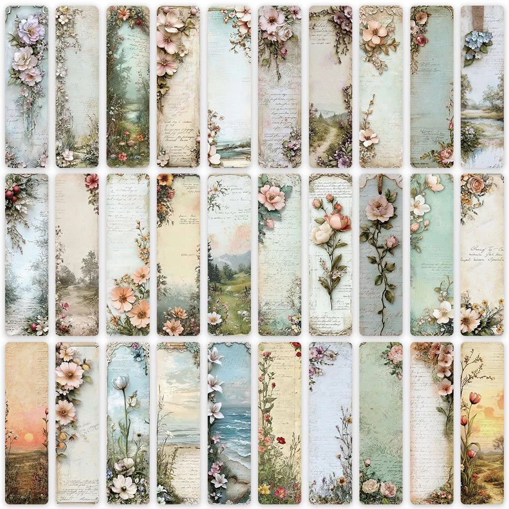 30pcs Vintage Landscape Wallflower Bookmarks