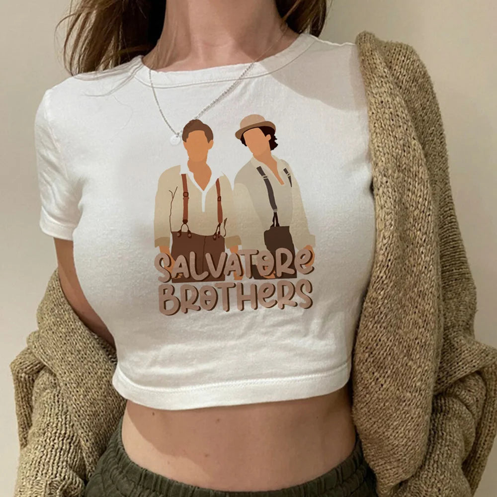 The Vampire Diaries Crop Short Sleeve Tops