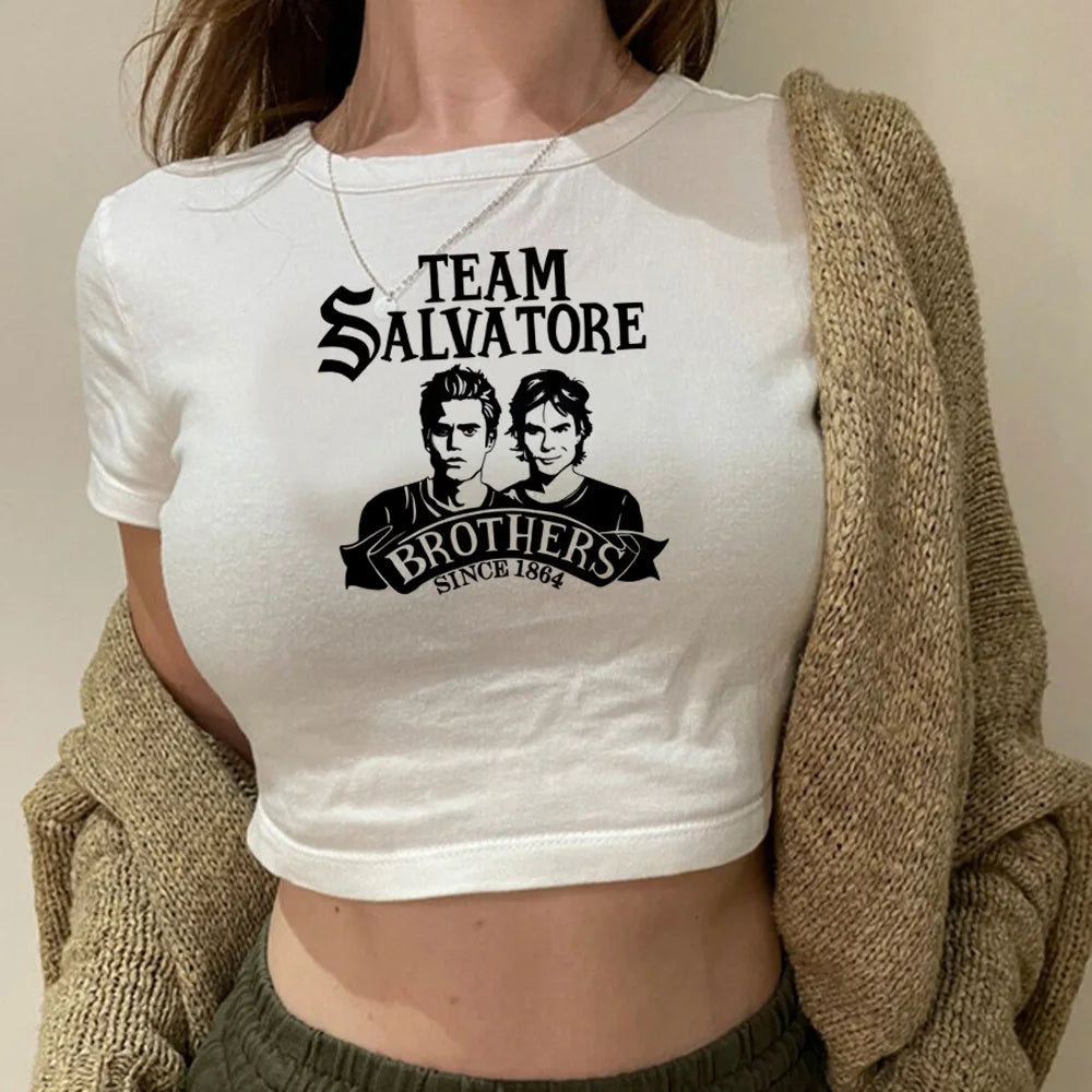 The Vampire Diaries Crop Short Sleeve Tops