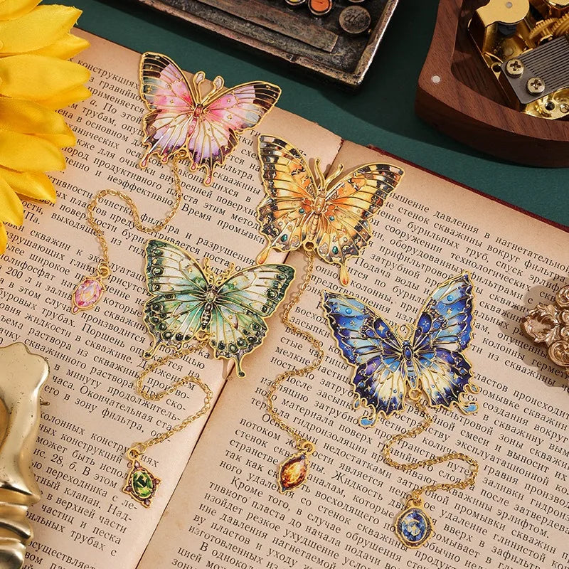 Butterfly Oil Painting Metal Bookmarks