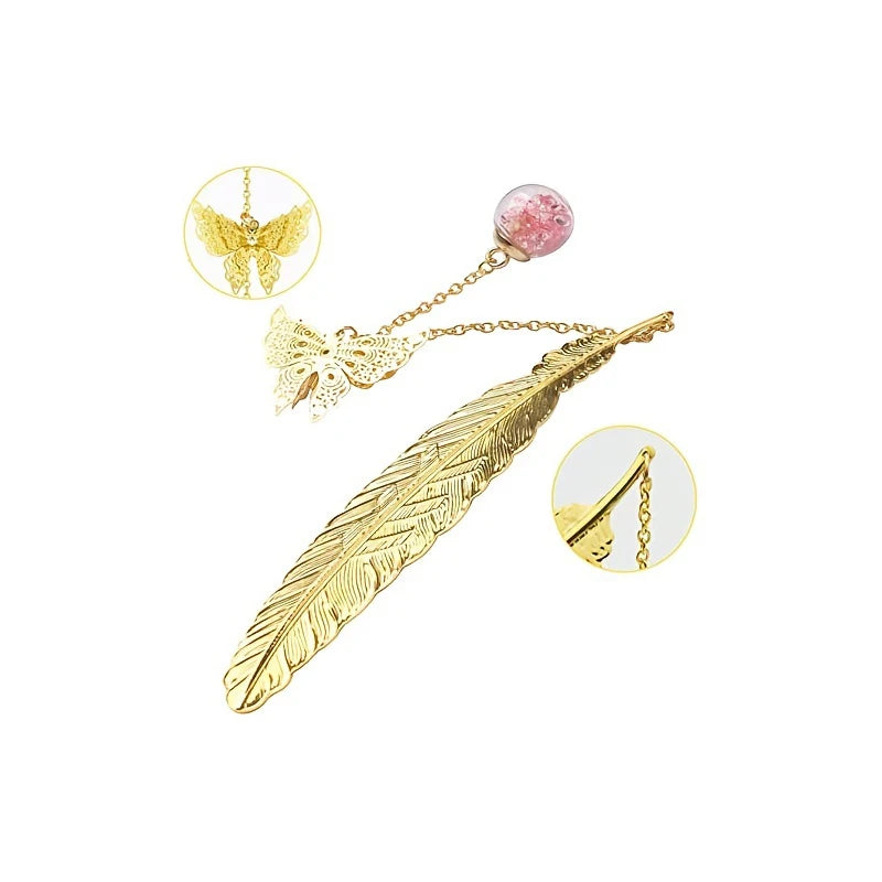 Butterfly Feather Metal Bookmark