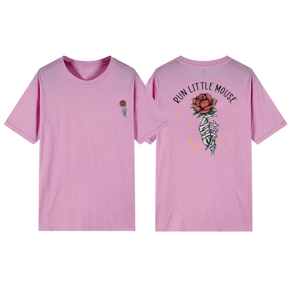 Camiseta de manga corta con diseño de rosa y ratoncito Haunting Adeline Run