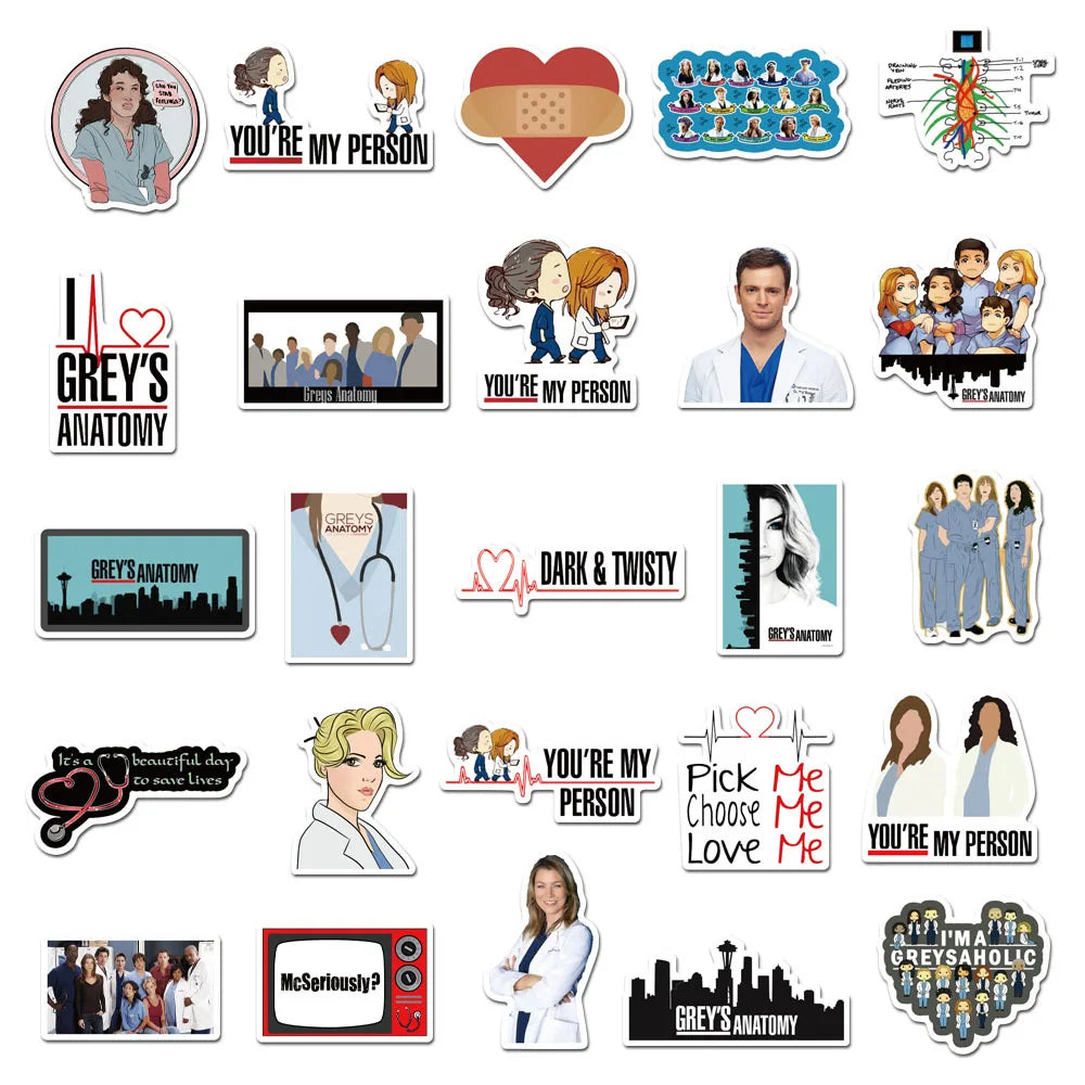 10 or 50pcs Grey's Anatomy Stickers