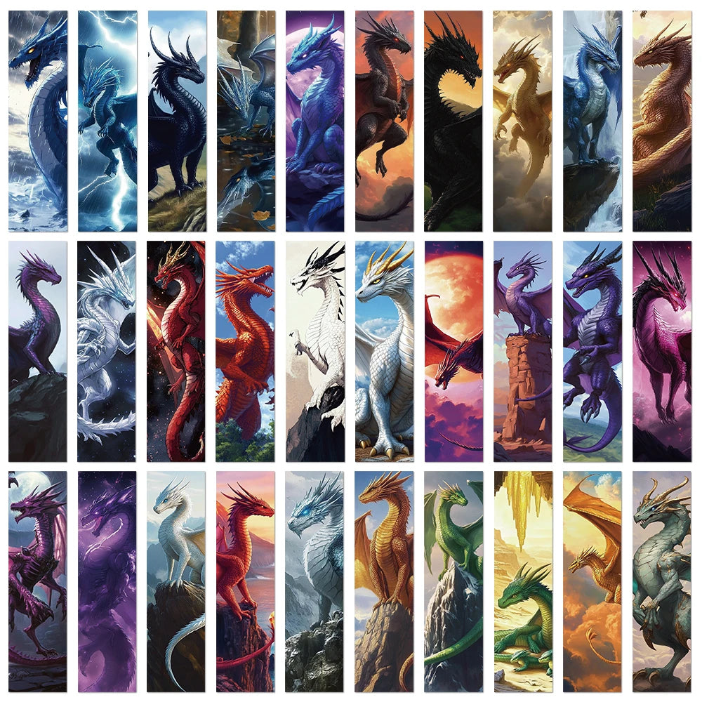 30pcs Fantasy Dragons Bookmarks