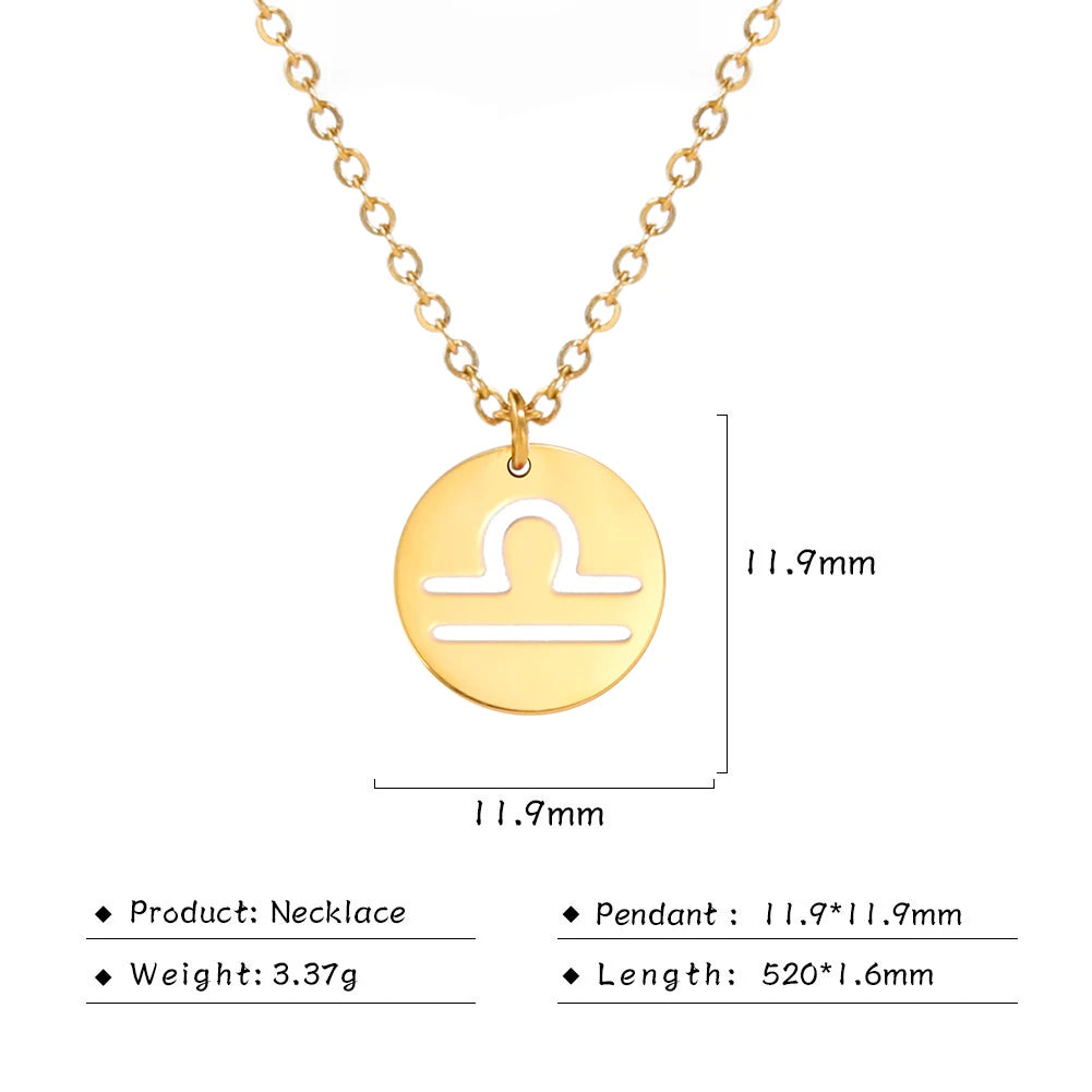 Zodiac Academy Round Zodiac Sign Necklaces