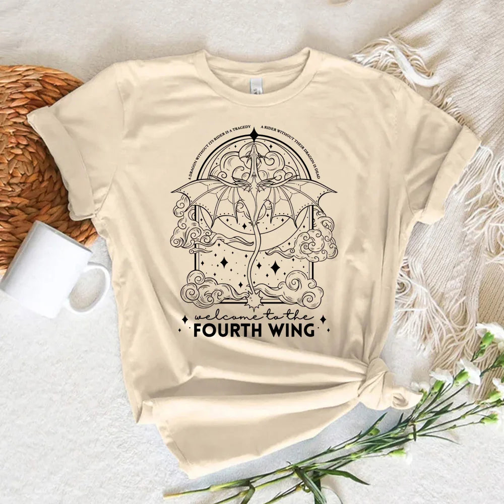Fourth Wing Beige Short Sleeve Tops