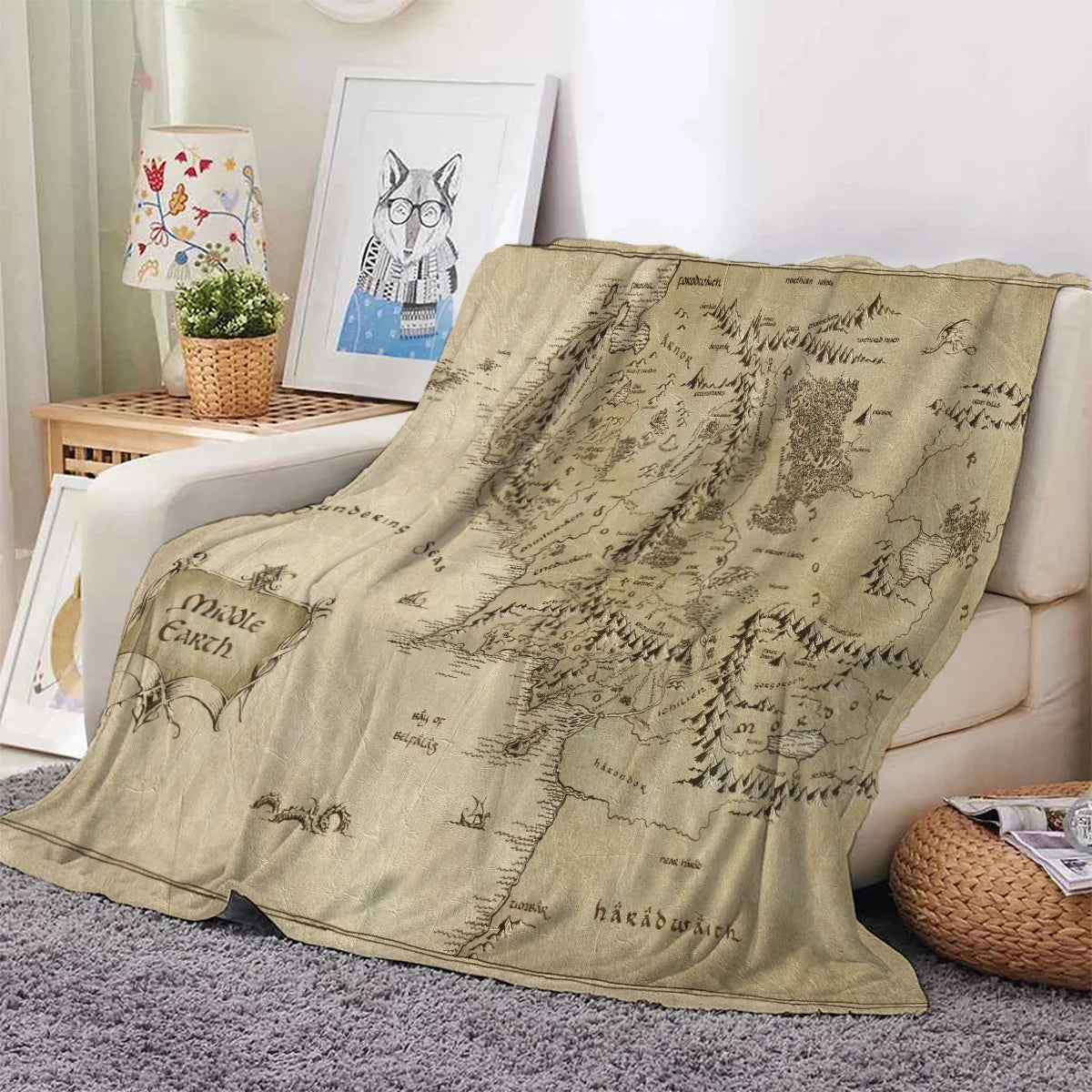 The Lord of the Rings Middle Earth Map Blanket