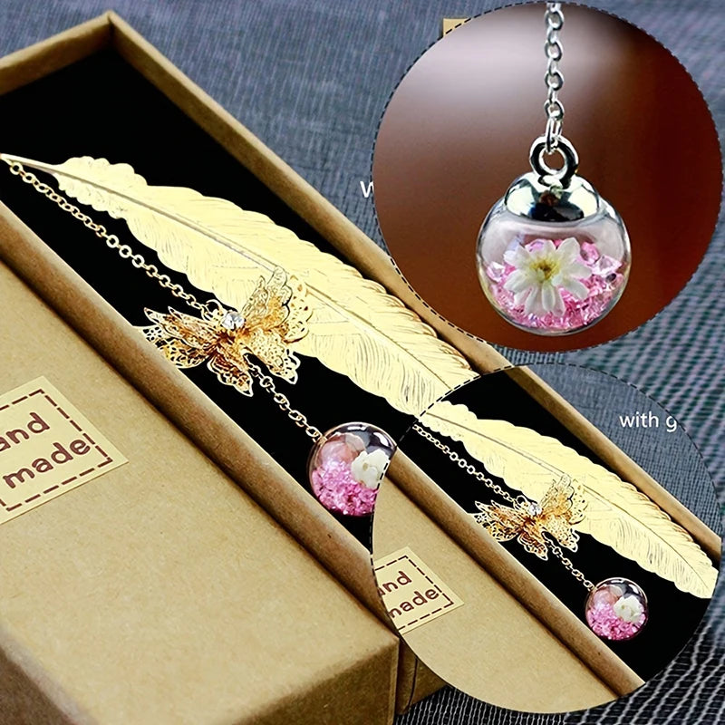 Butterfly Feather Metal Bookmark