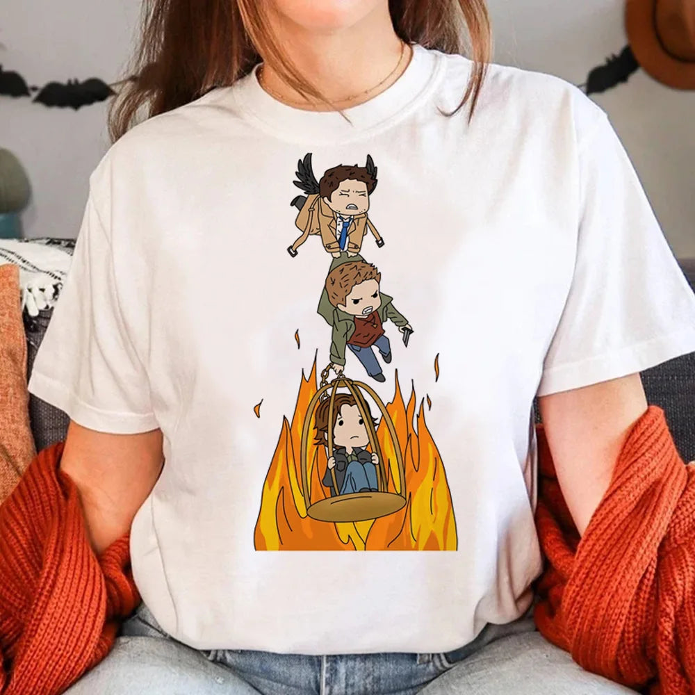 Supernatural White Short Sleeve Tops