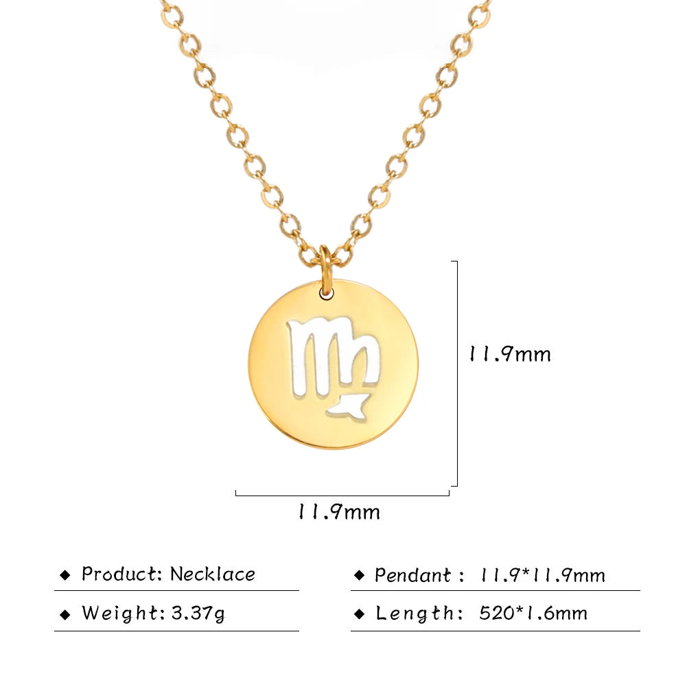 Zodiac Academy Round Zodiac Sign Necklaces